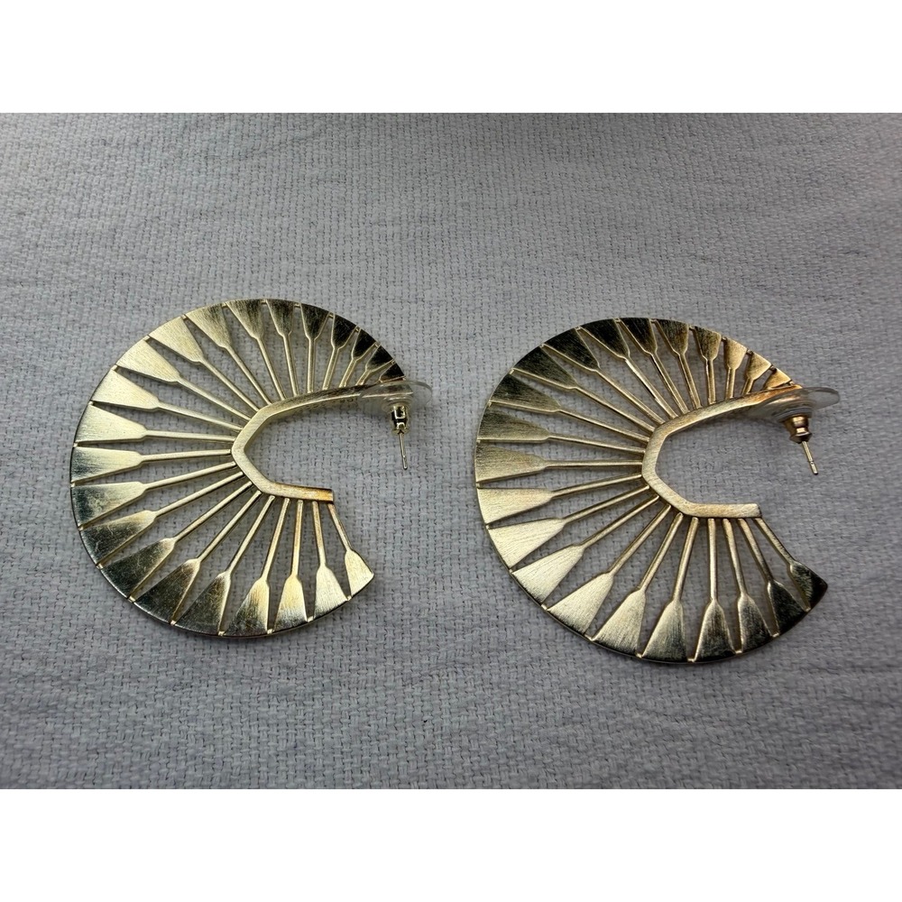 Kendra Scott Didi Sunburst Open Fan Hoop Statement Earrings - Gold Brushed
